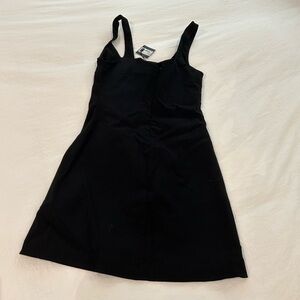 NWT Black Square Neck Slit Dress